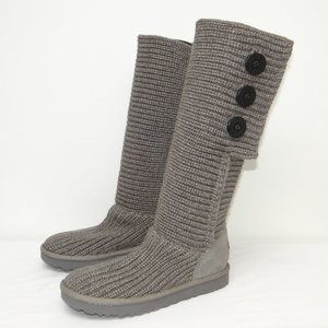 UGG Classic CARDY three button knit tall boots Gray 38/7